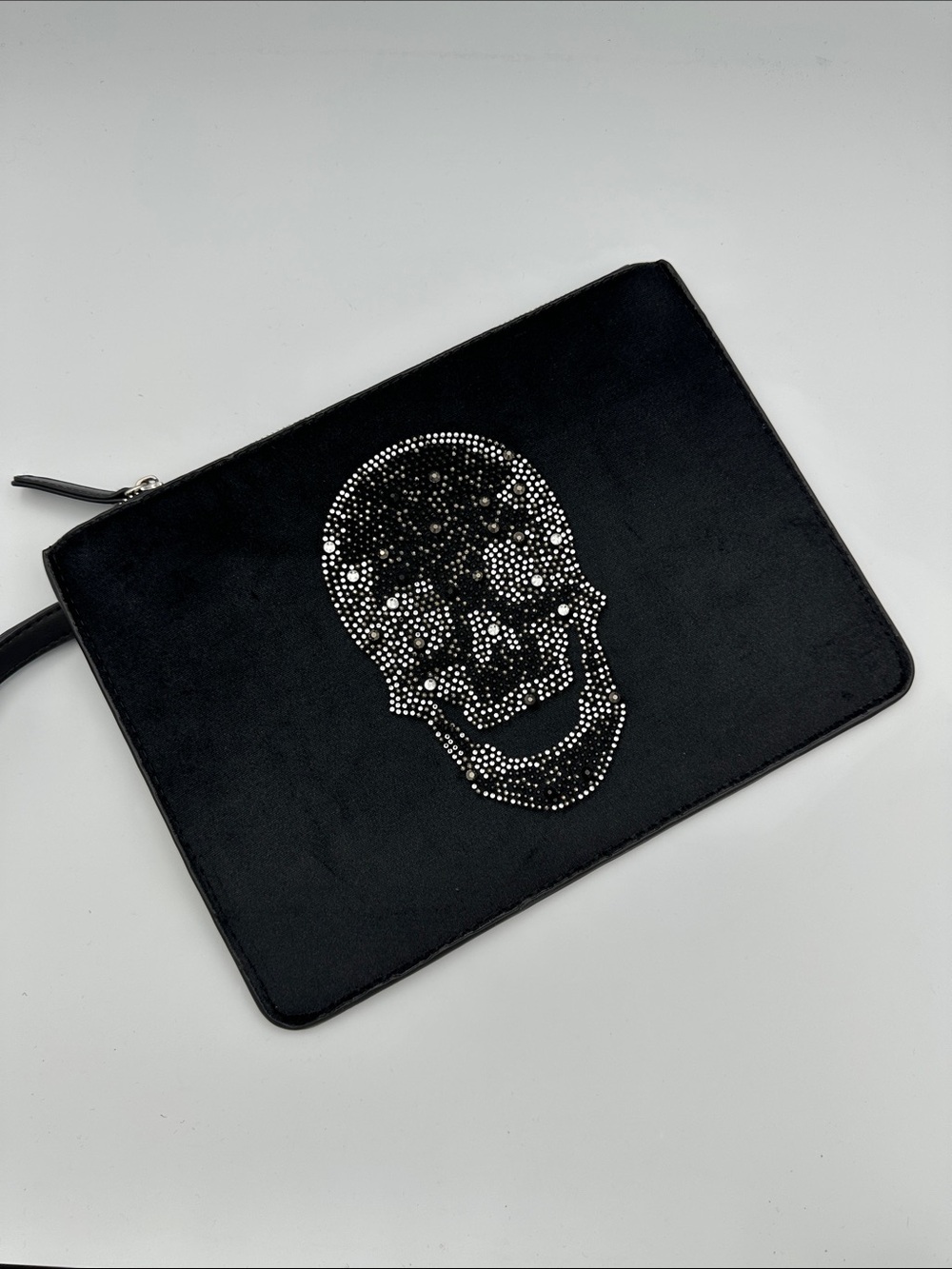 Ah Dorned large wristlet Black velvet with sparkle skull